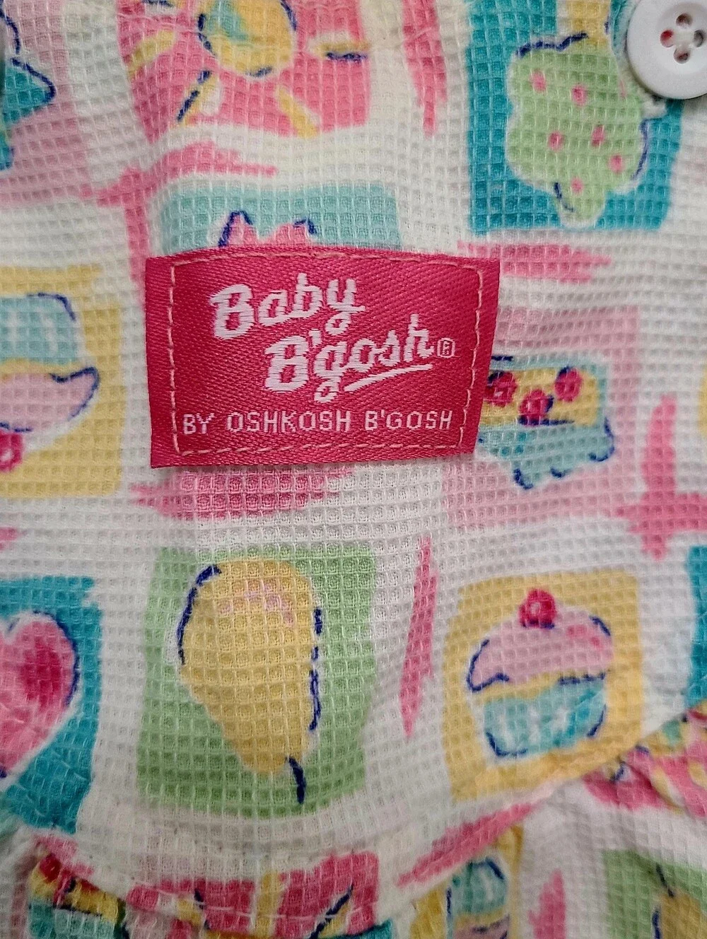 Vtg Oshkosh Baby B’Gosh Vestbak Overalls Bubble Romper Girls 3/6M Heart Flower